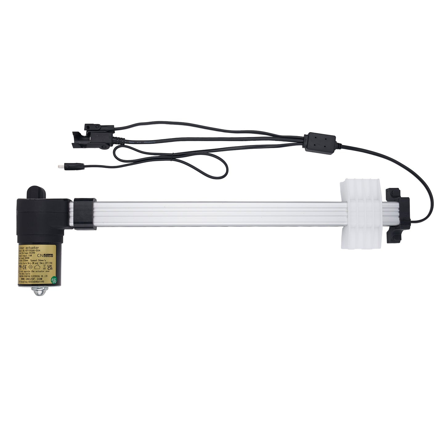 Electrical component with multiple wires and connectors on a white background