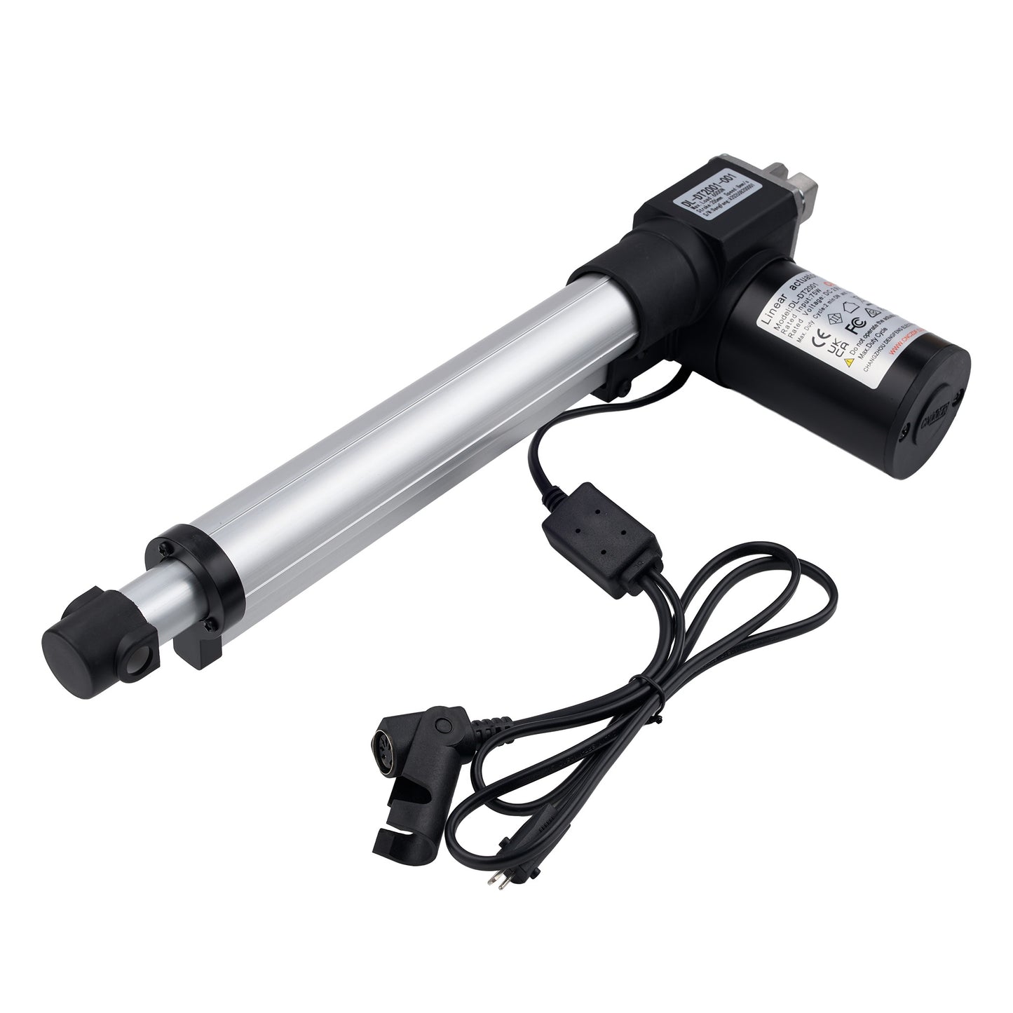 Motorized actuator with cable on a white background