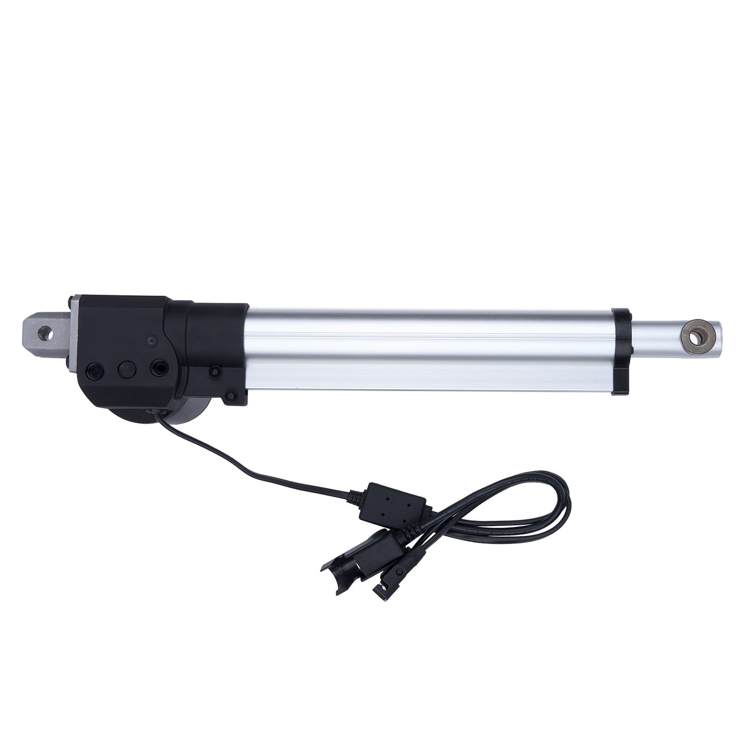Linear actuator with power cable on a white background