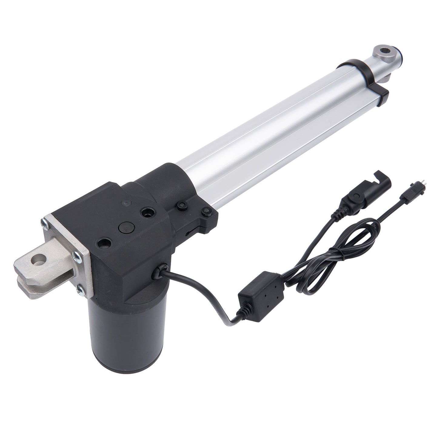 Linear actuator with power cable on a white background