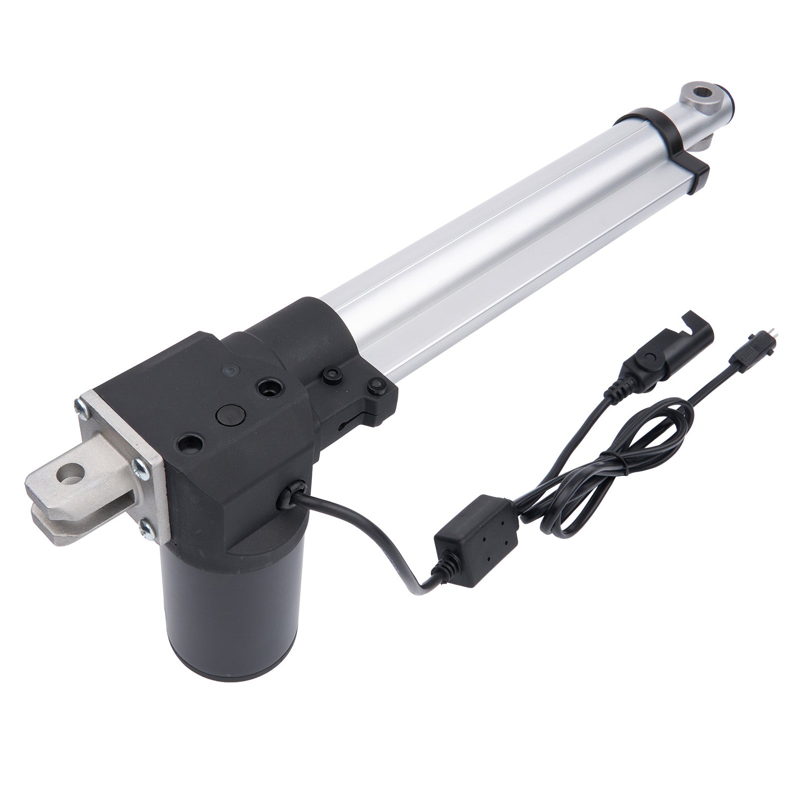 Linear actuator with power cable on a white background