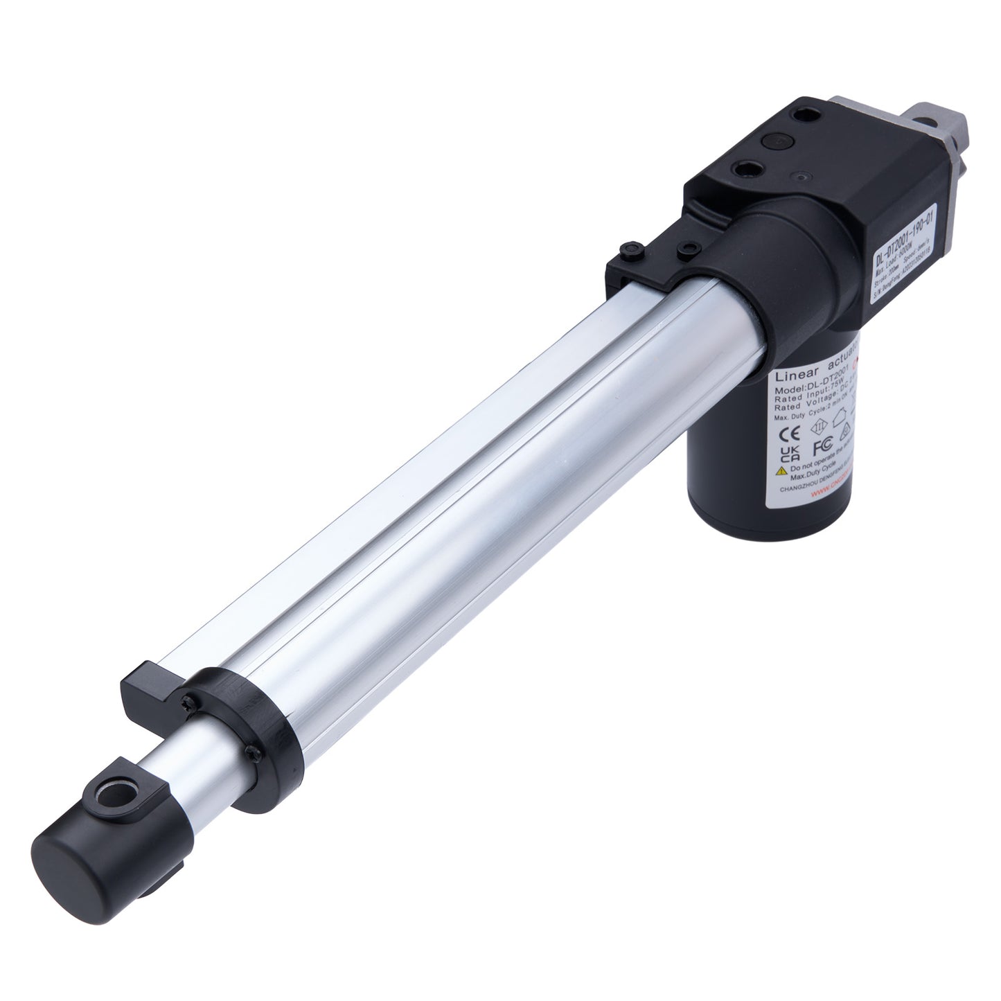 Linear actuator on a white background