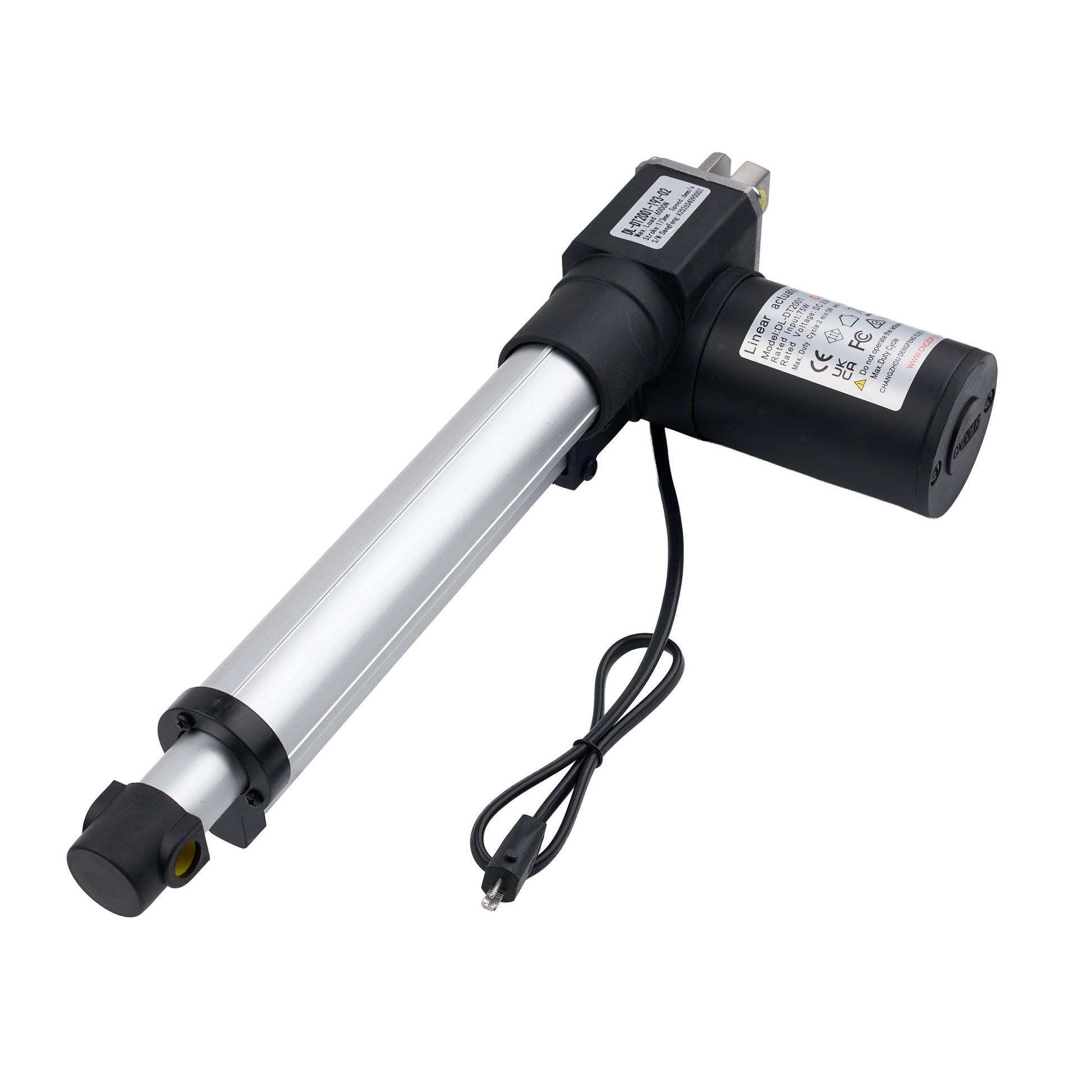 Electric actuator with a cable on a white background