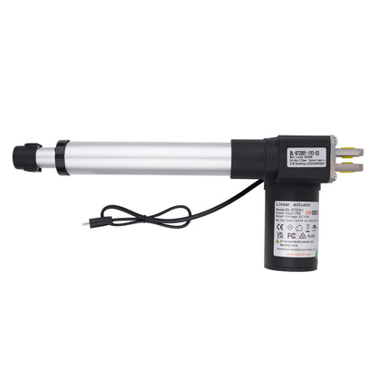 Linear actuator with cable on a white background