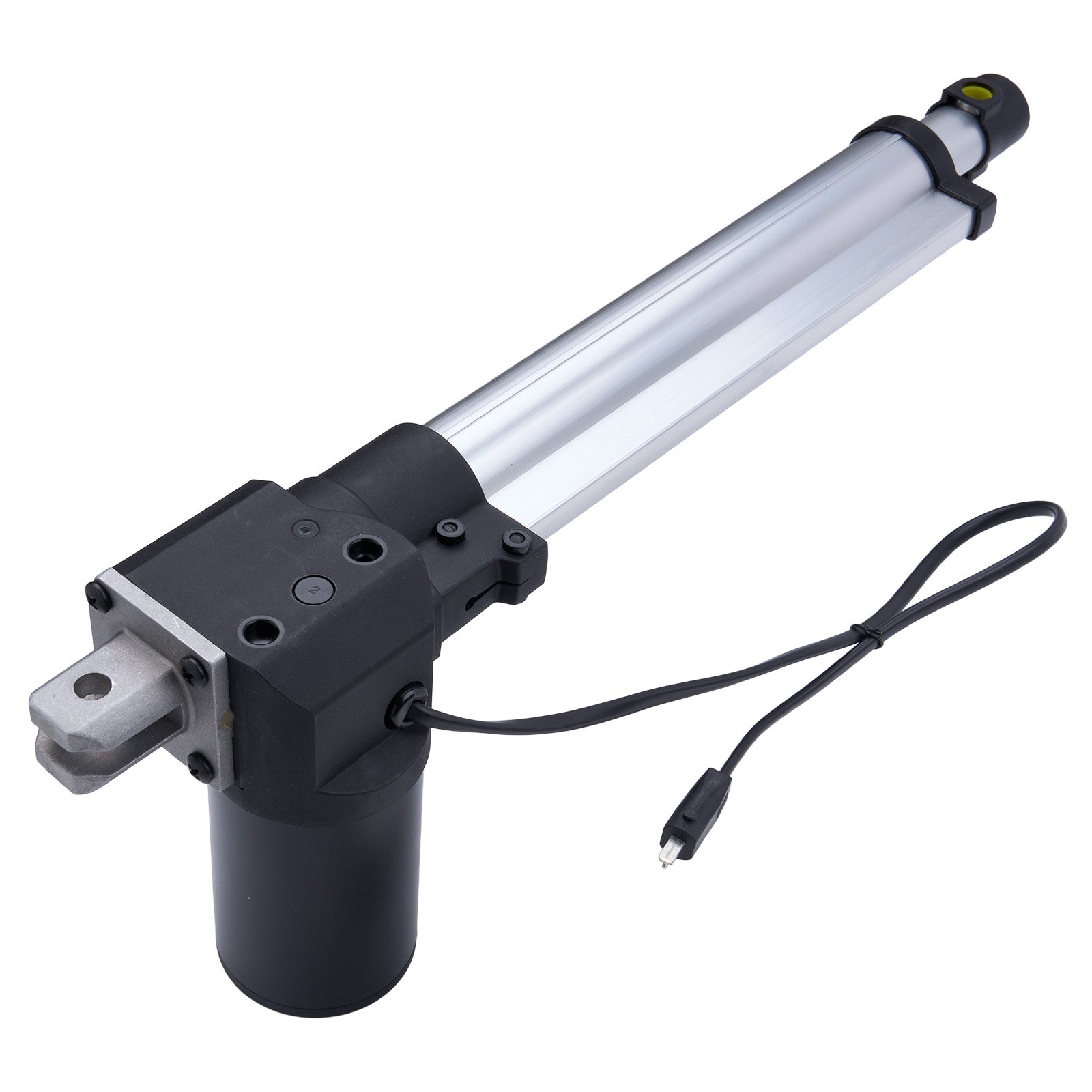 Linear actuator with cable on a white background