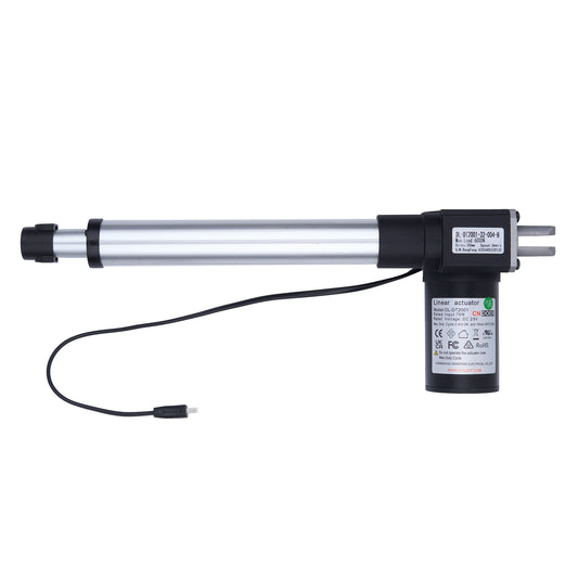 Linear actuator with cable on a white background