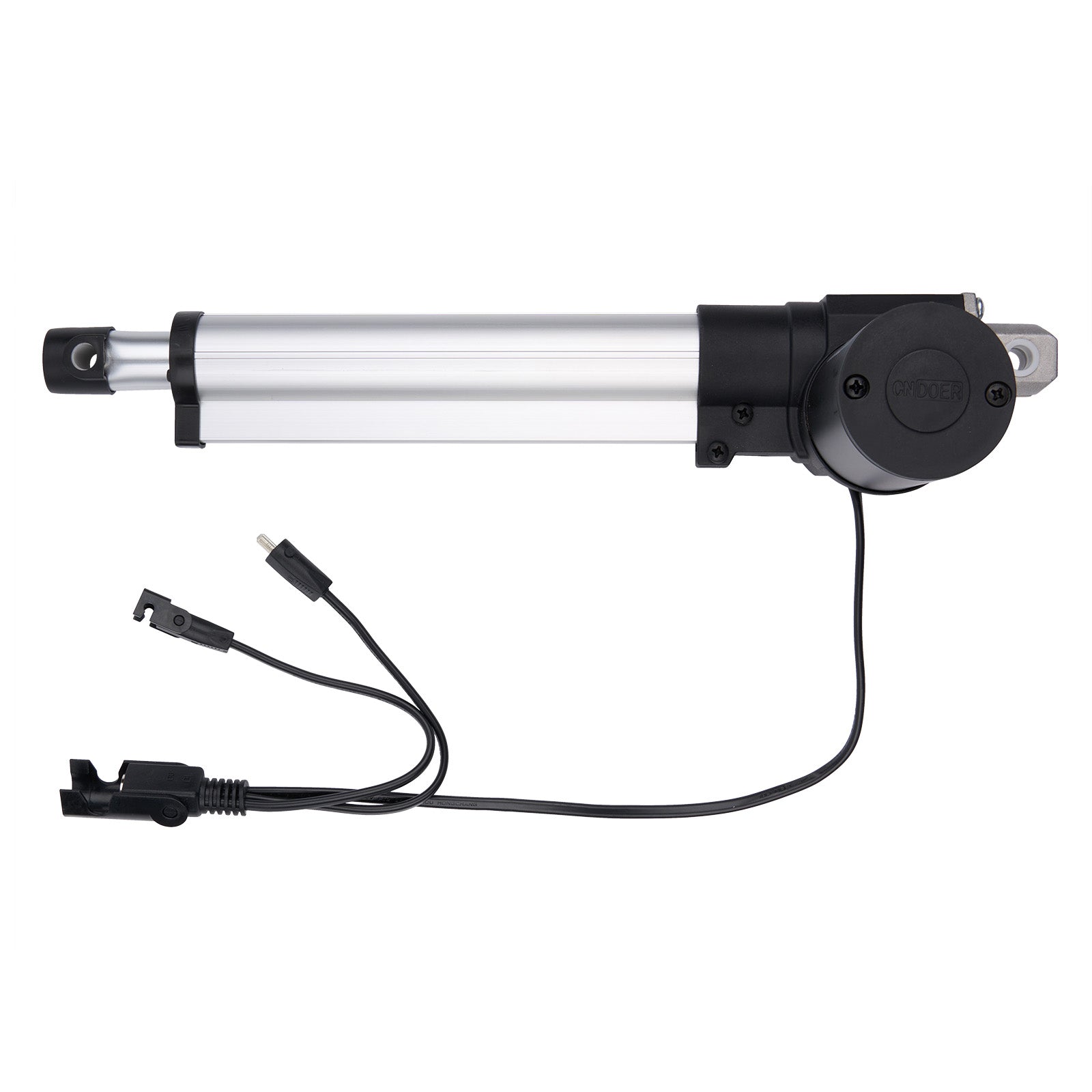 Linear actuator with wiring on a white background