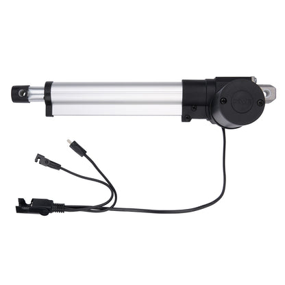 Linear actuator with wiring on a white background