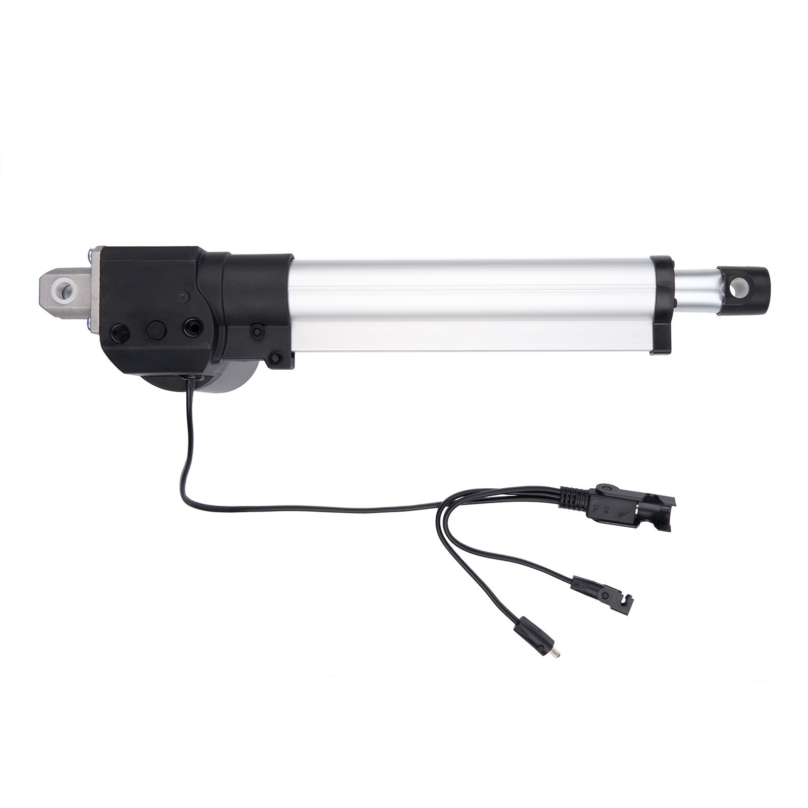 Linear actuator with wiring on a white background