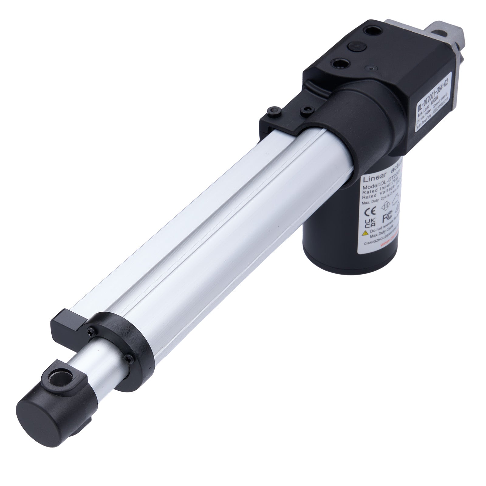 Linear actuator on a white background