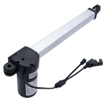 Linear actuator with cable connection on a white background