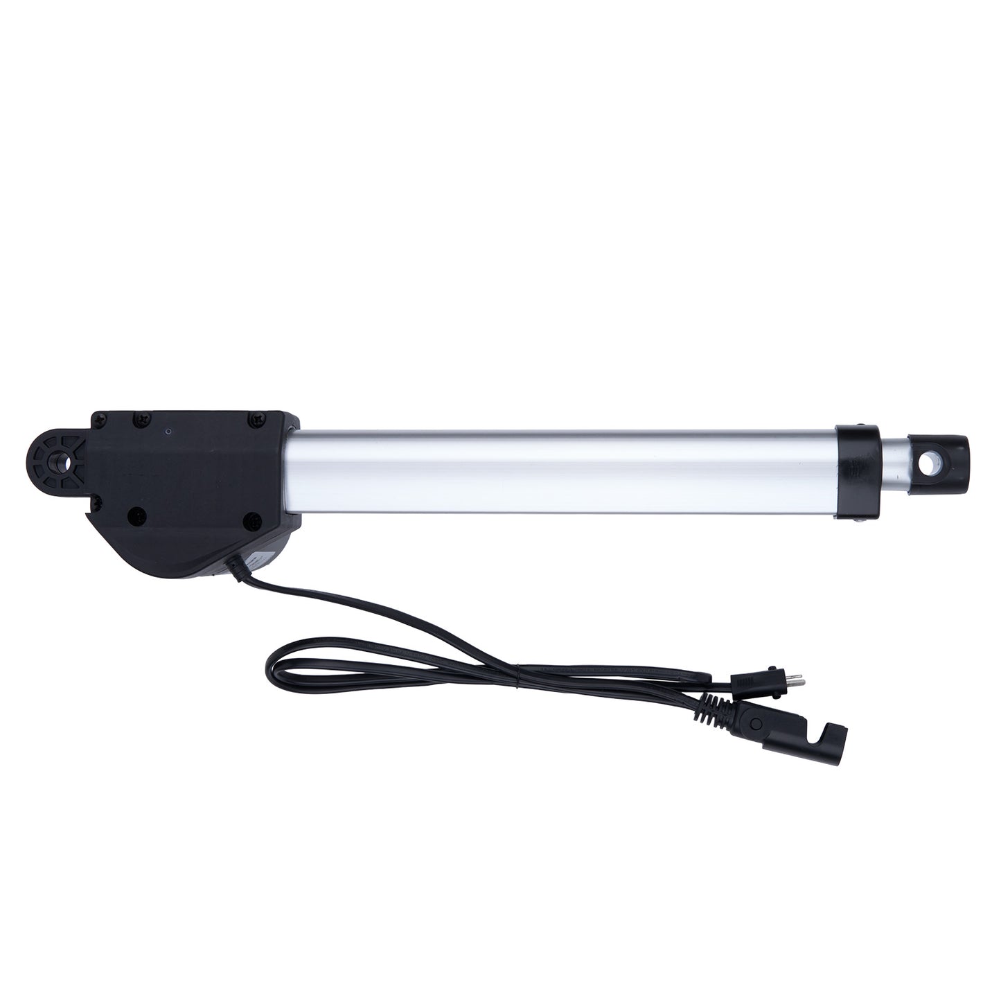 Linear actuator with power cord on a white background