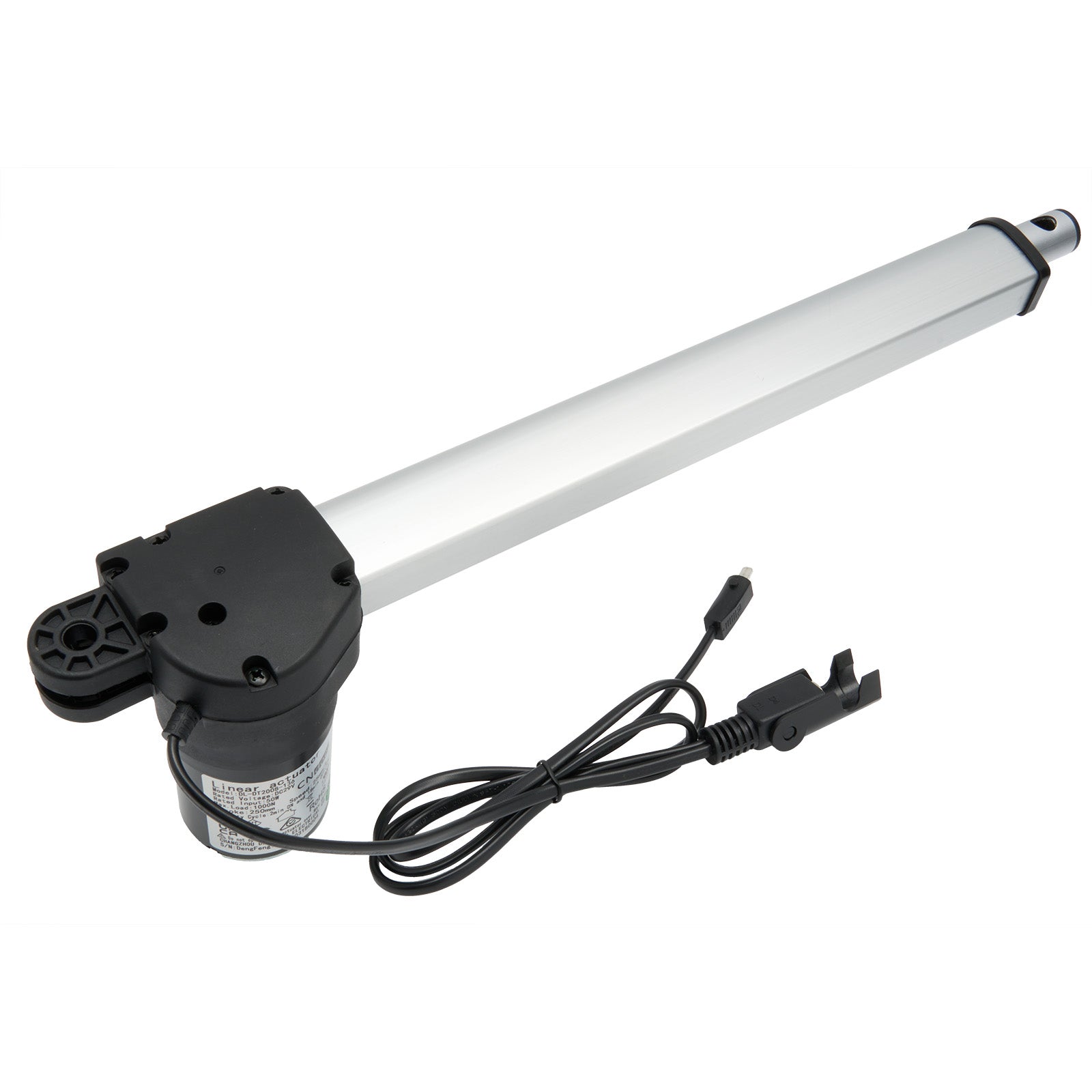 Linear actuator with cable on a white background