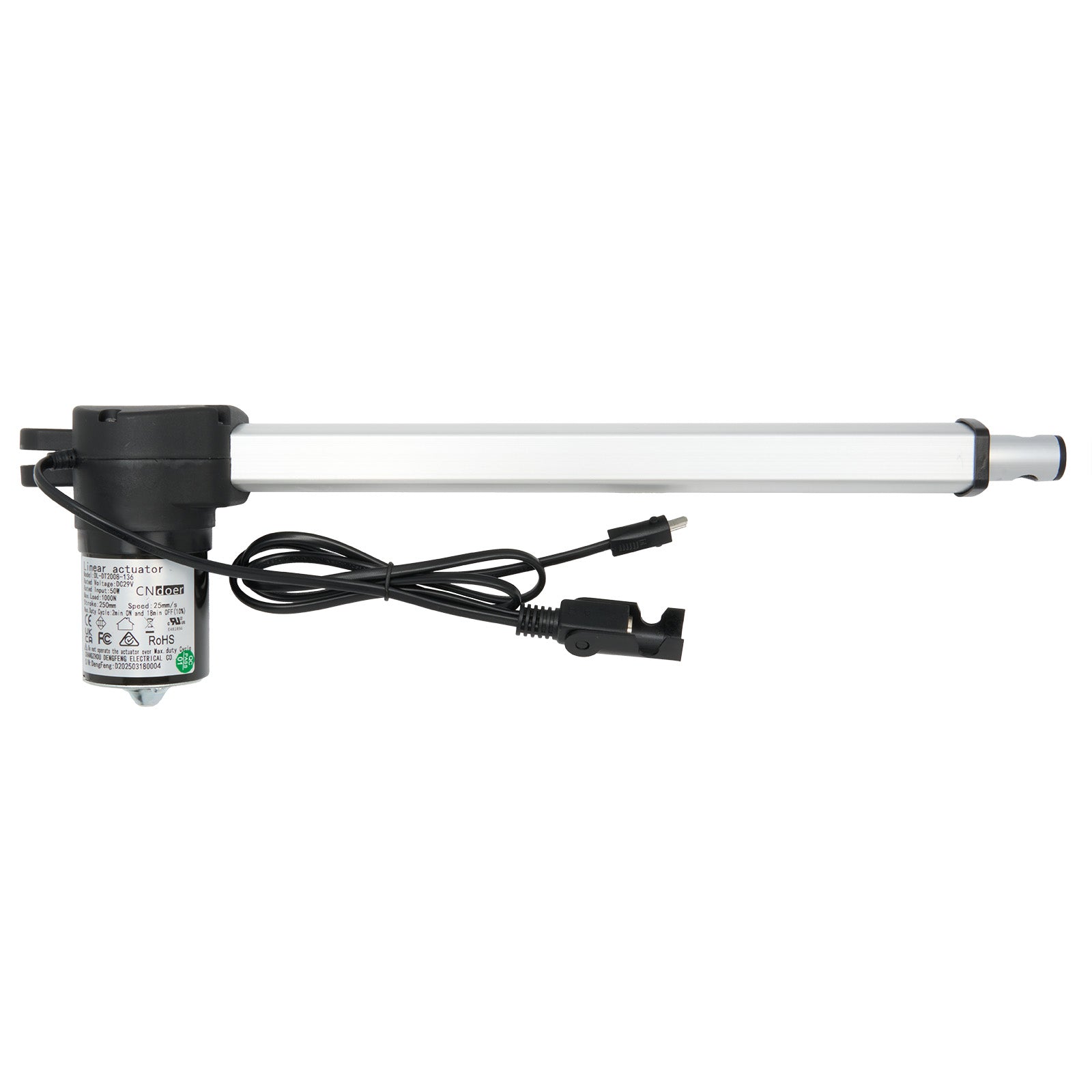 Electric actuator with cable on a white background