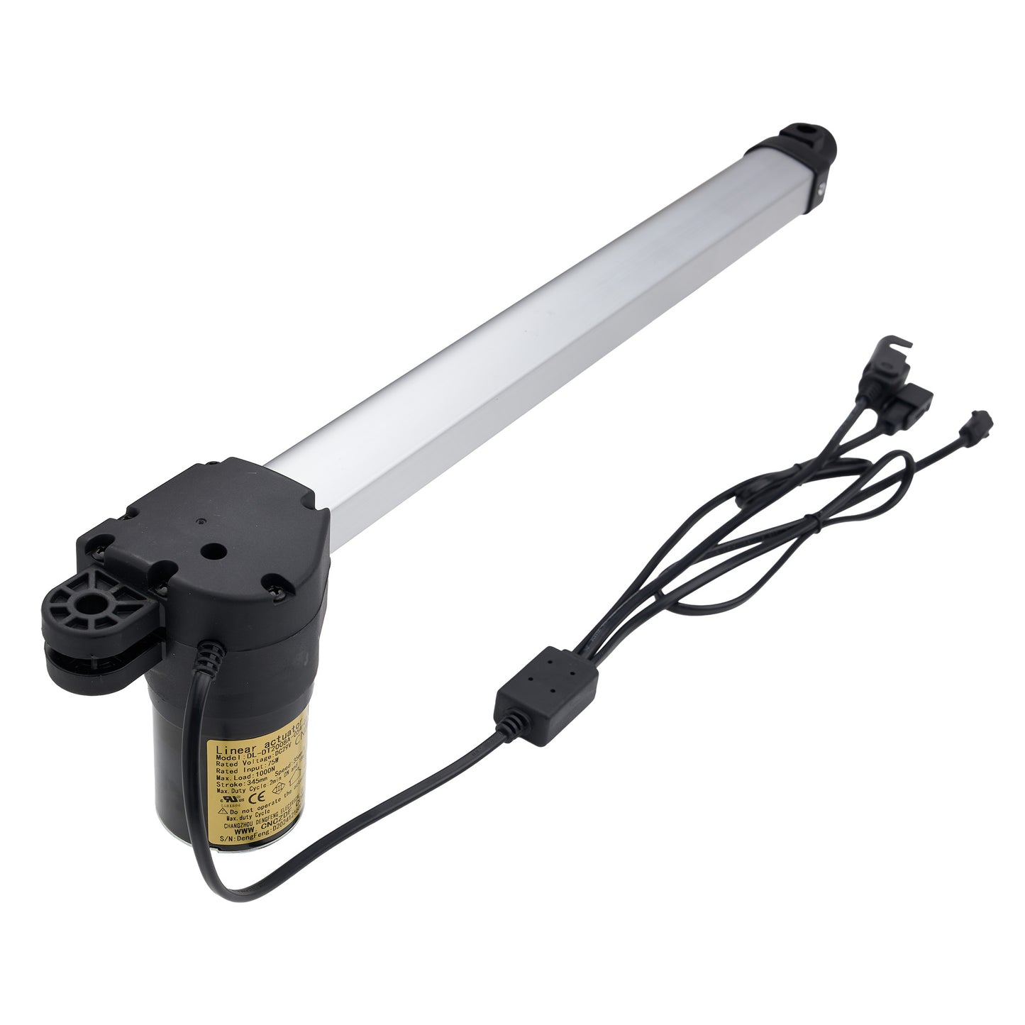 Linear actuator with cable on a white background