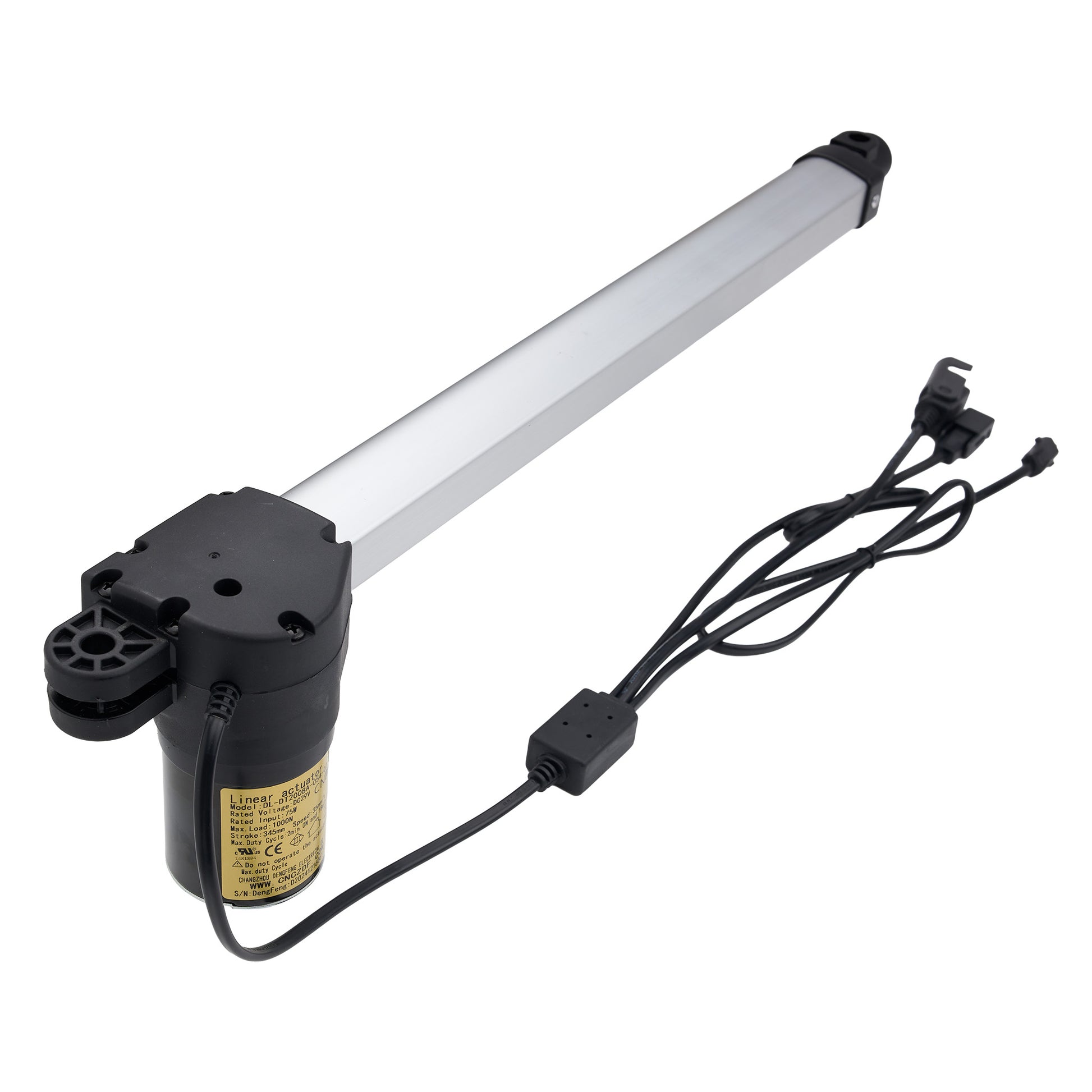 Linear actuator with cable on a white background