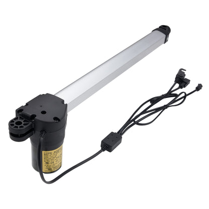 Linear actuator with cable on a white background