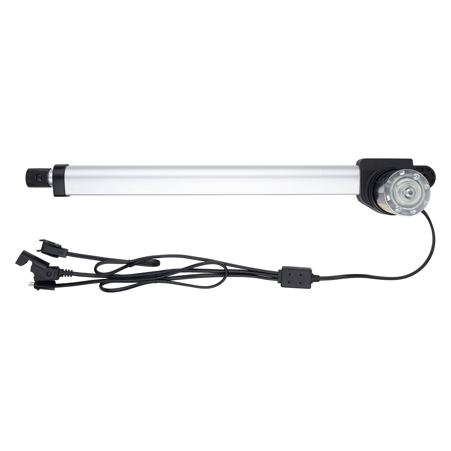 White light bar with black connectors on a white background