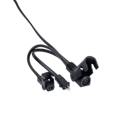 Black motorcycle mount with cable on a white background