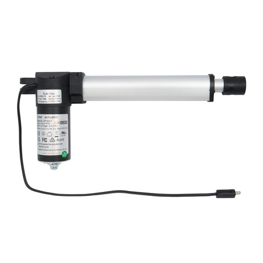 Linear actuator with cable on a white background