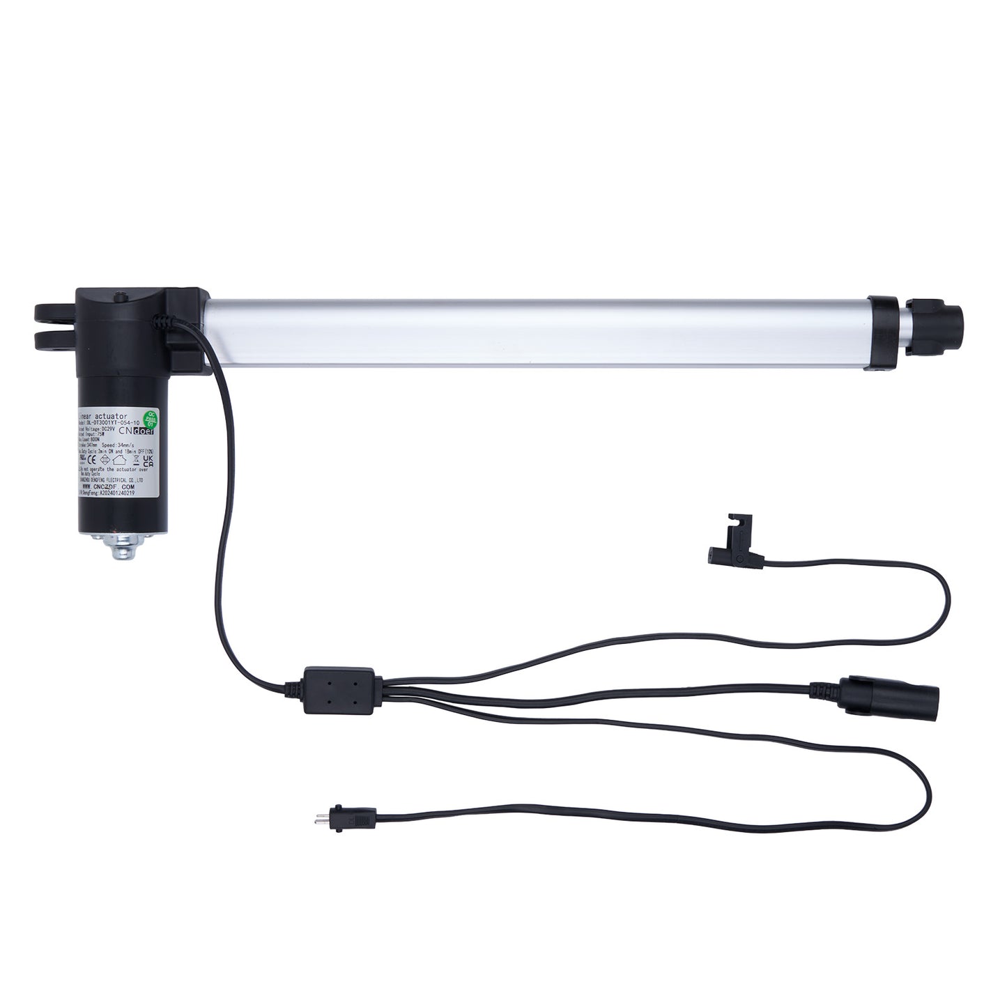 Linear actuator with cables on a white background