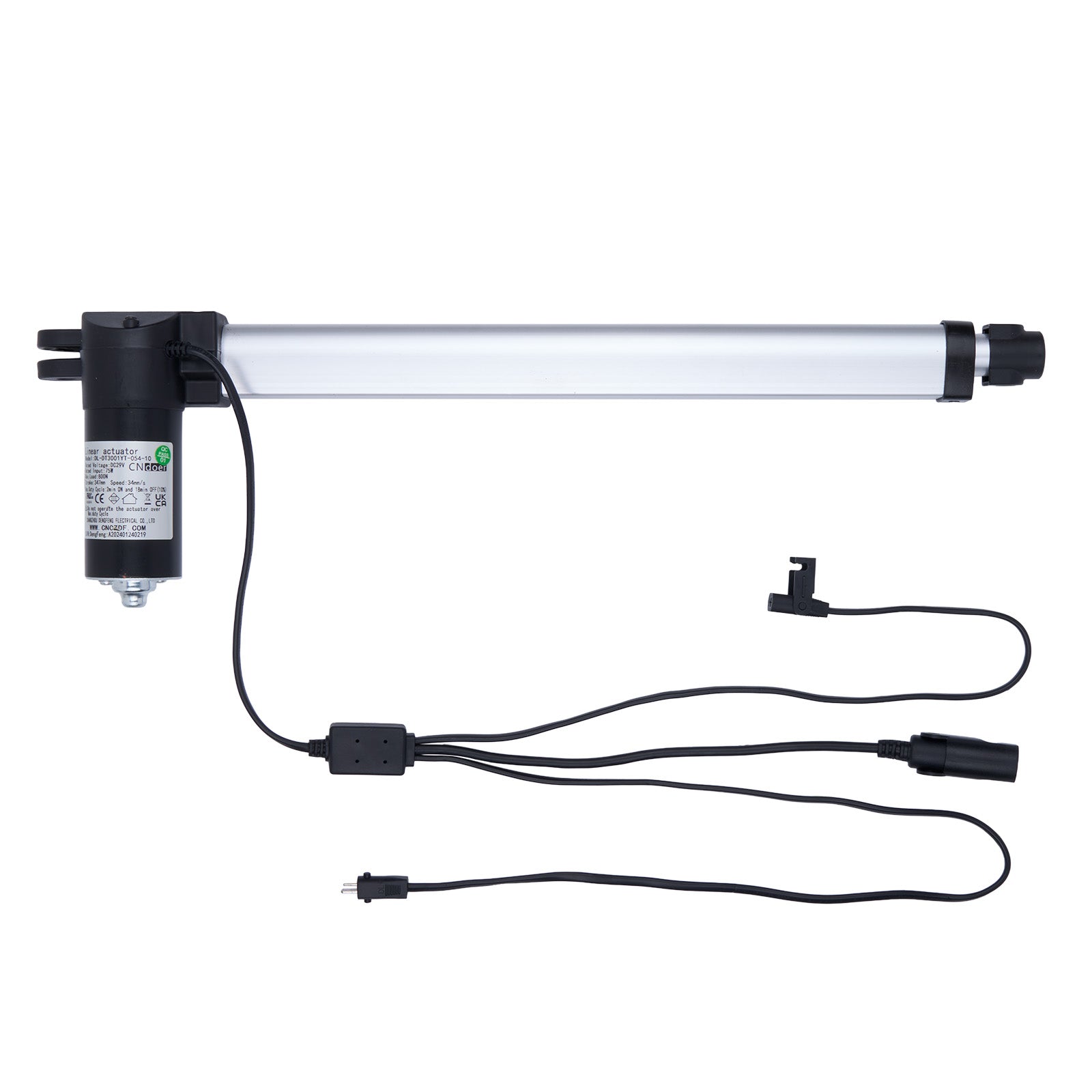 Linear actuator with cables on a white background