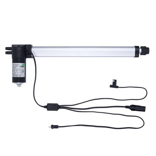 Linear actuator with cables on a white background