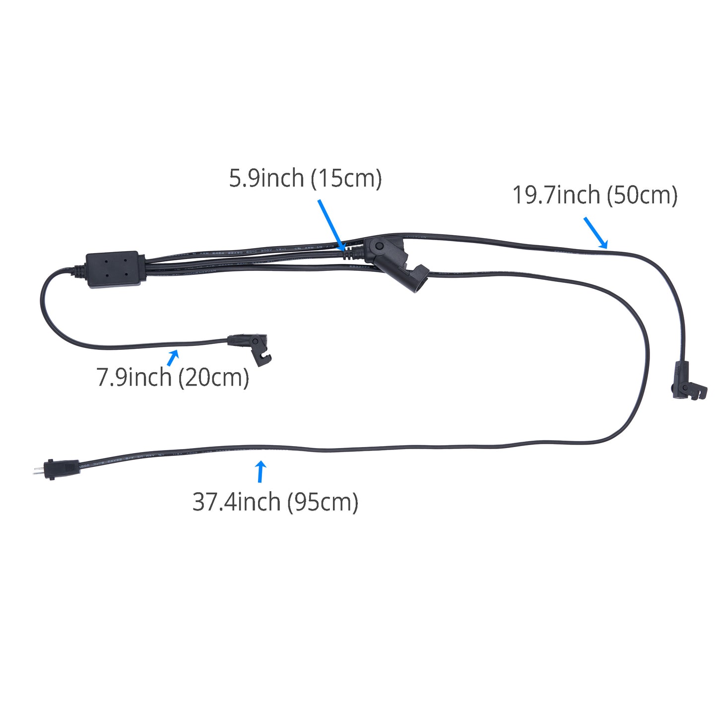 Dimension of 2-Pin Female to 2-Pin Male 2-Pin Female & 5-Pin Female 3-Way Splitter Wire Harness 