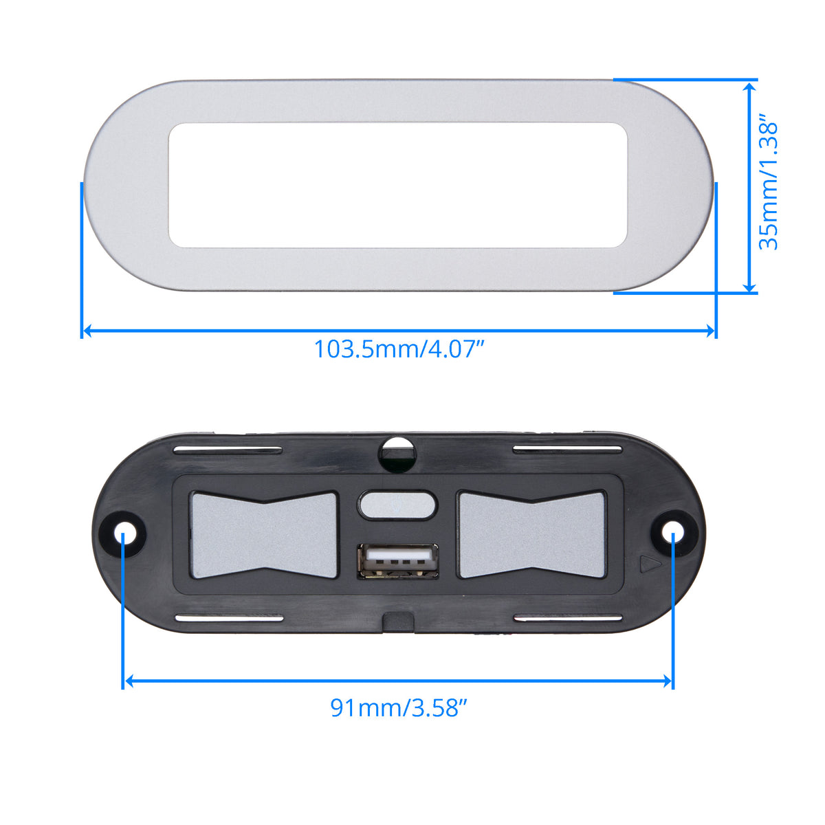 Dimension of eMoMo HX90ALU Switch for Lift Chair and Power Recliner with 3 Buttons, 2 Plugs and a USB Port