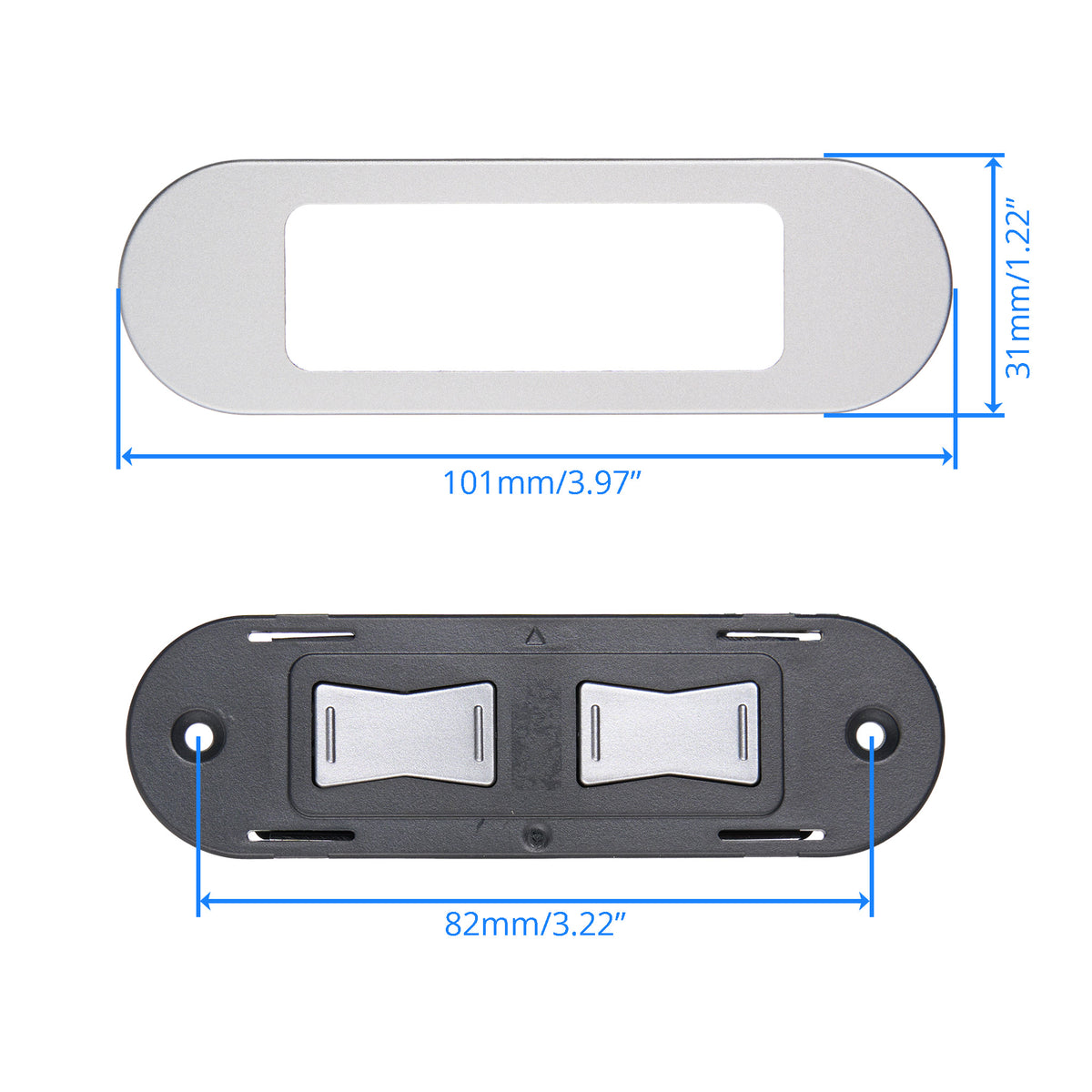 Dimension of eMoMo HX90A 2 Button Switch for Lift Chair and Power Recliner with a 5-Pin Connector