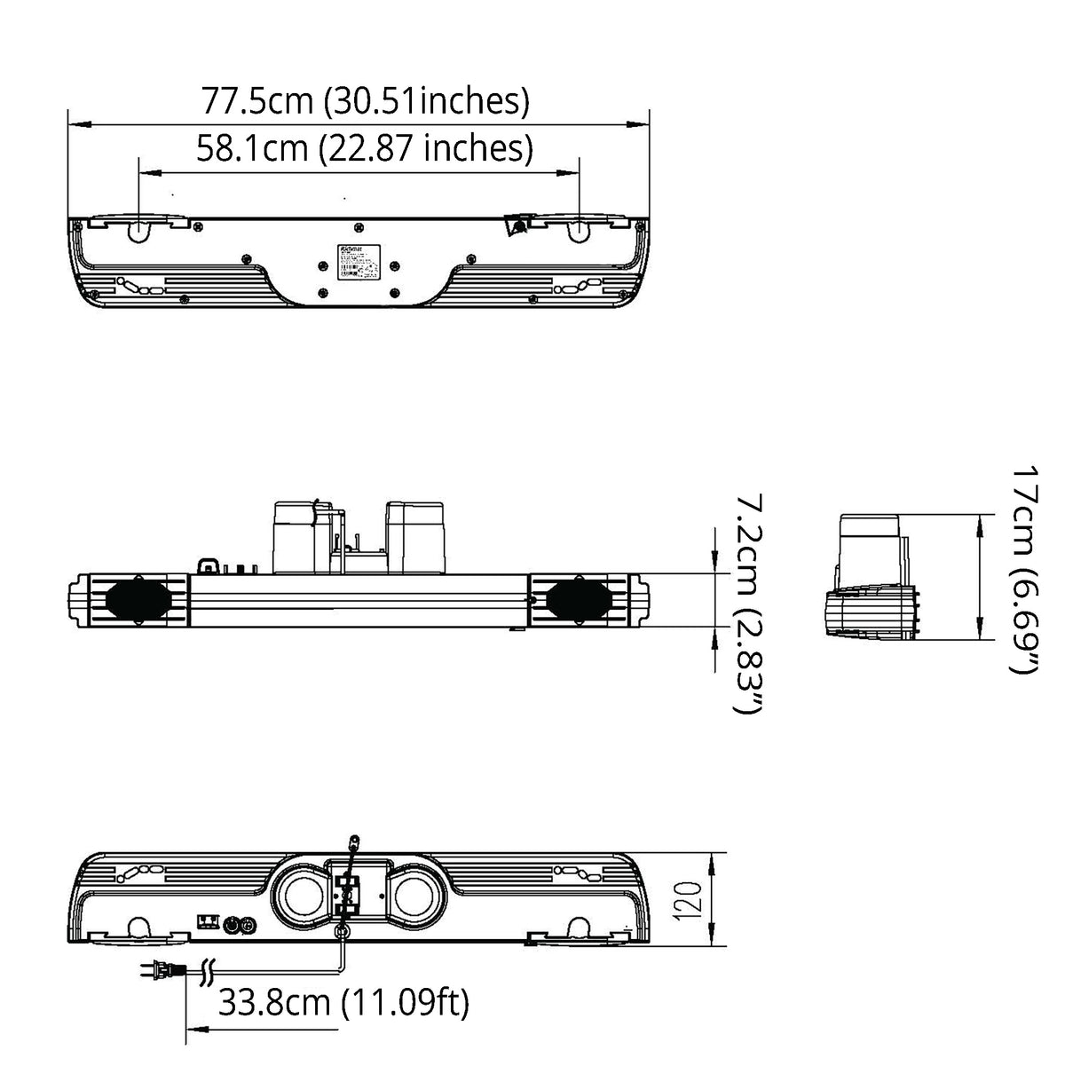 Dimension of the Richmat HJA3 Dual Motor Linear Actuator 