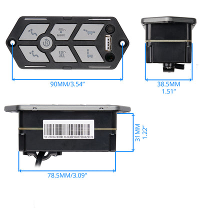 Dimension of the eMoMo TRG24HRRLVA 7-Button Control Switch 