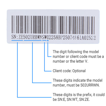 E502URRWN switch serial number check