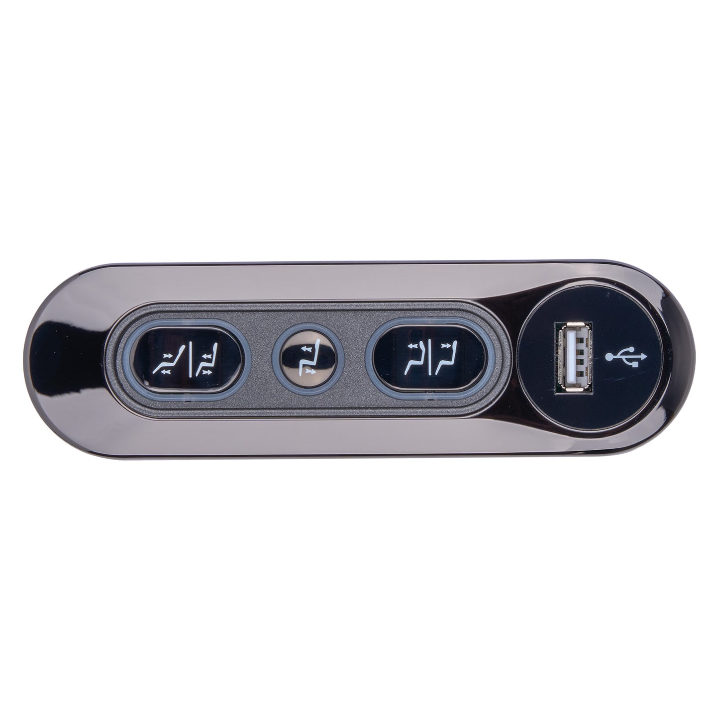 Car dashboard multimode controller with USB port and buttons on a white background