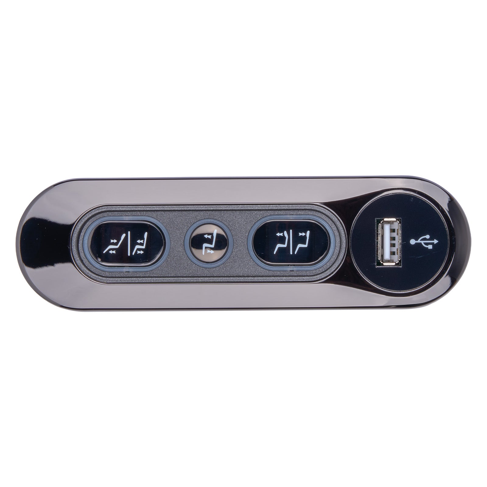 Car dashboard multimode controller with USB port and buttons on a white background