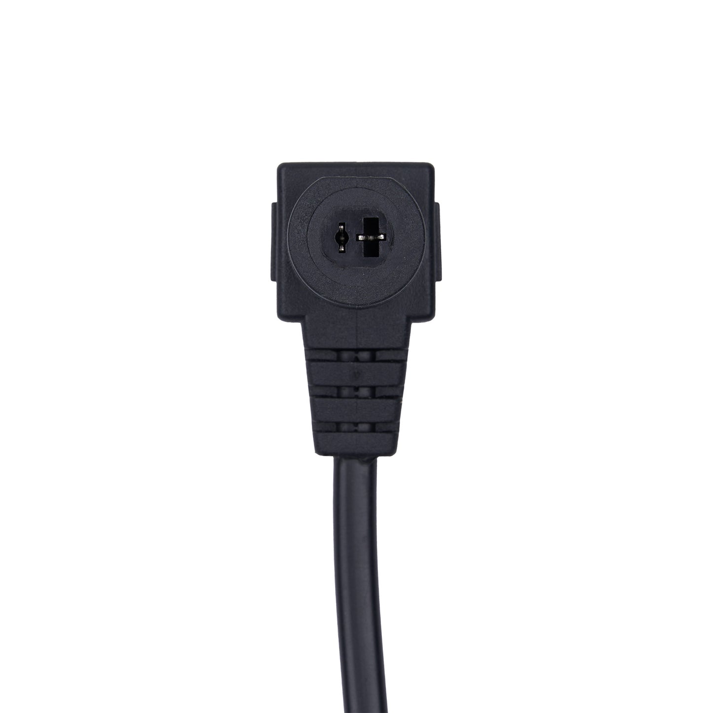 Black electrical plug on a white background