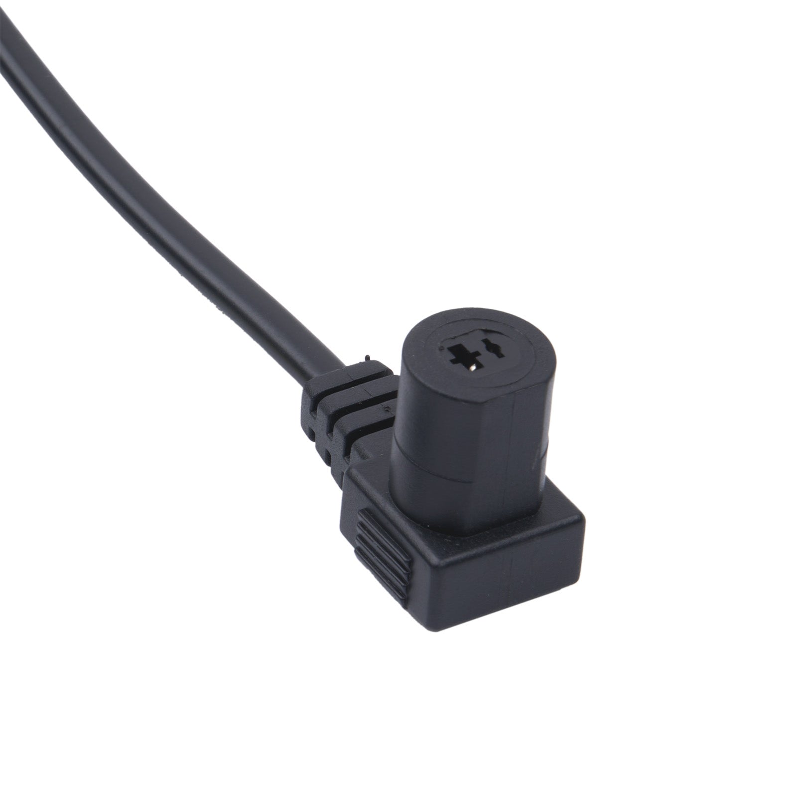 Black electrical plug on a white background