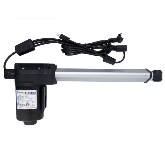 A Richmat linear actuator, with three wires and plugs, black in color, designed for use in lift chairs.
