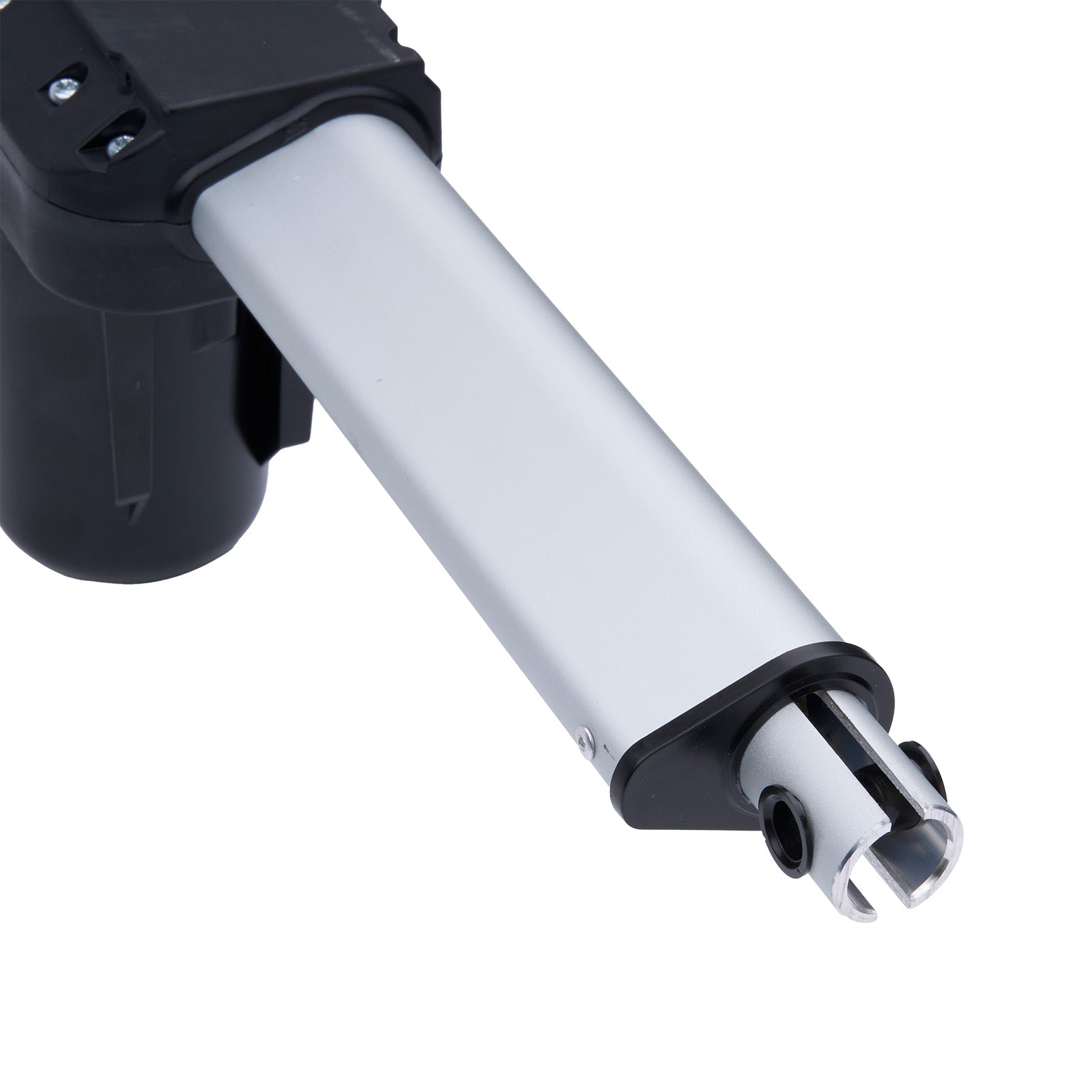 Close-up of a black and silver tool on a white background