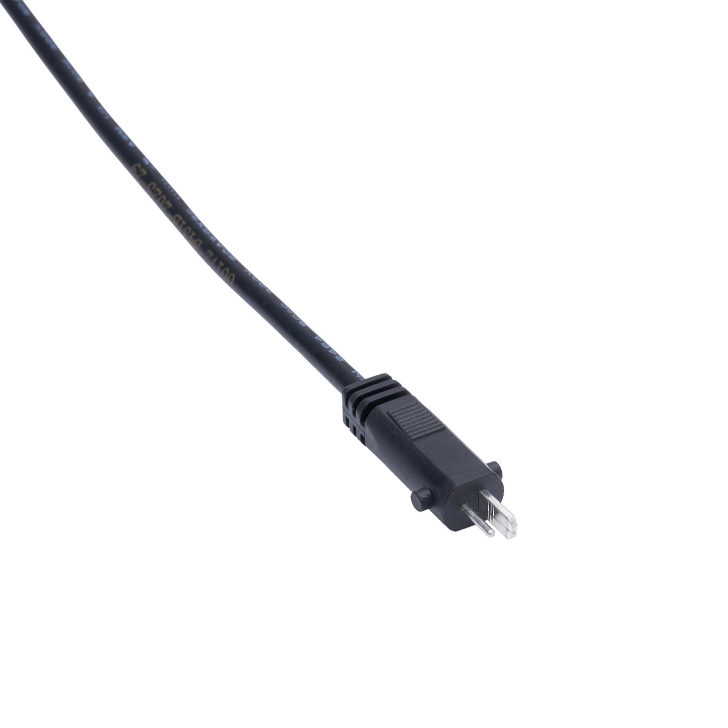 Black electrical plug on a white background