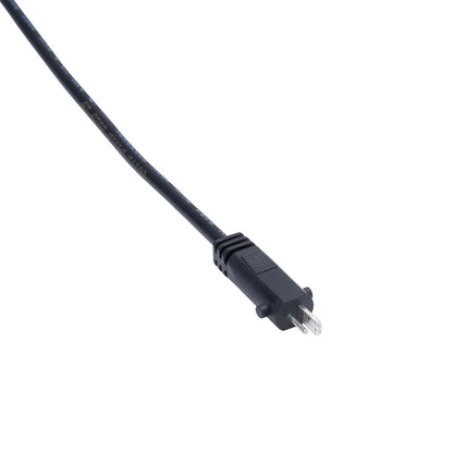 Black electrical plug on a white background