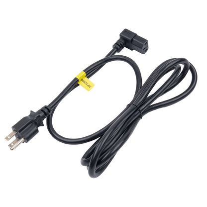Black power cord with plug on a white background