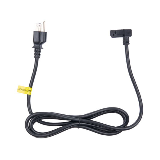 Black power cord with two plugs on a white background