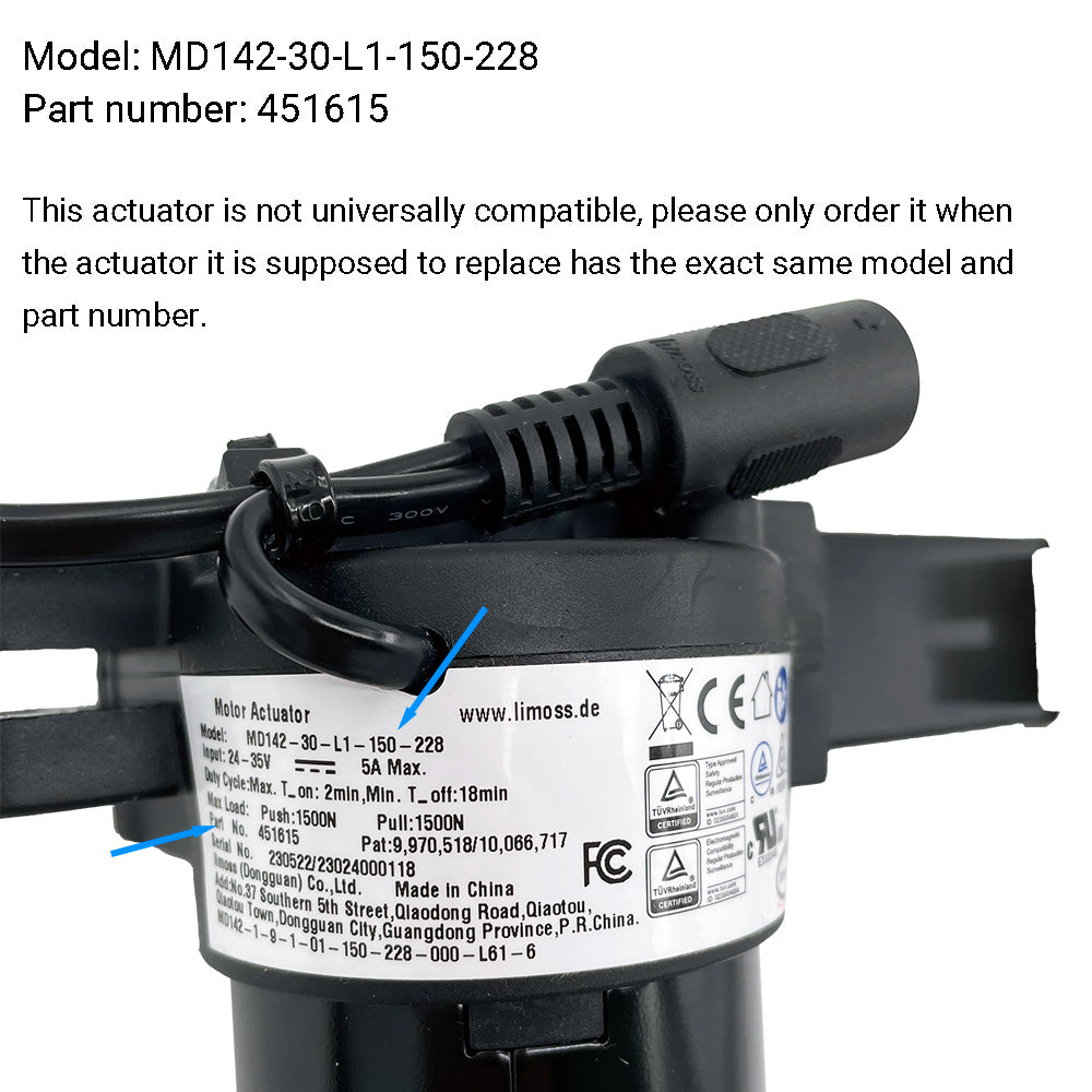 Limoss 451615 MD142-30-L1-150-228 Linear Actuator