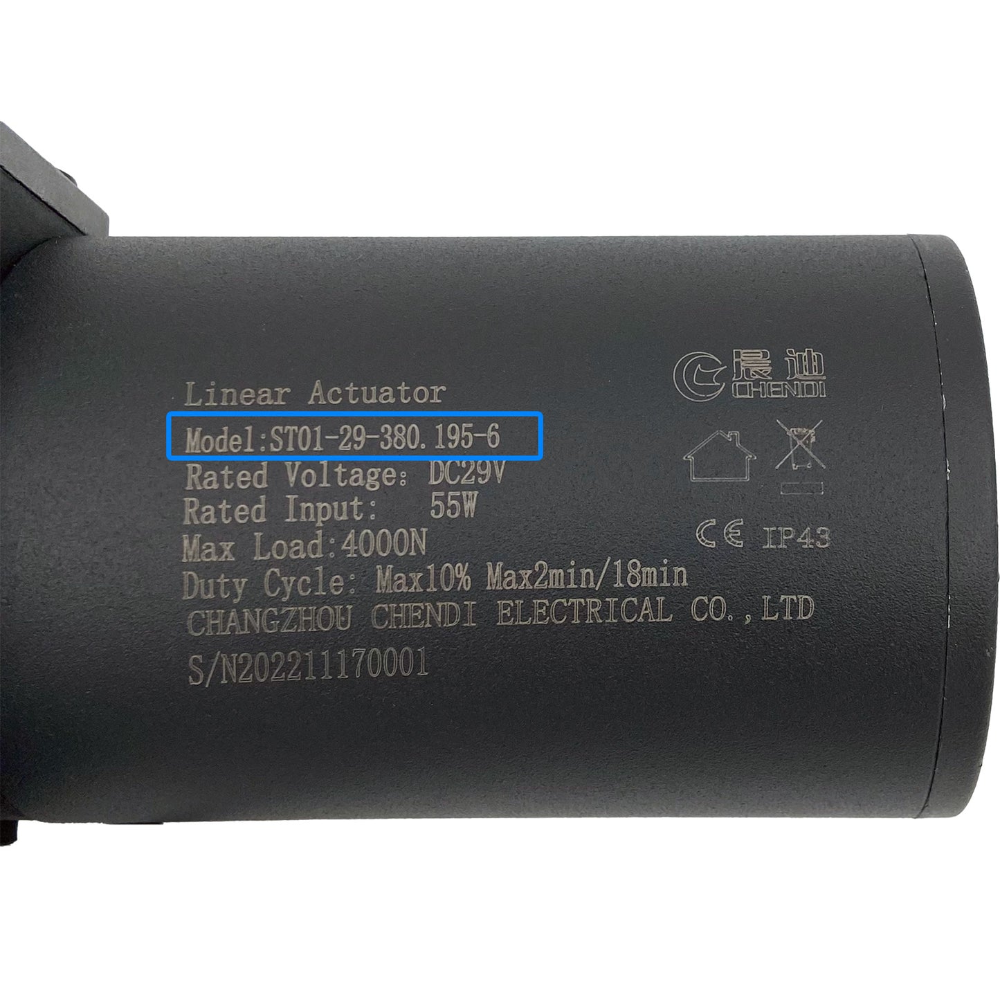 CHENDI ST01-29-380.195-6 Linear Actuator for Recliner/Lift Chair