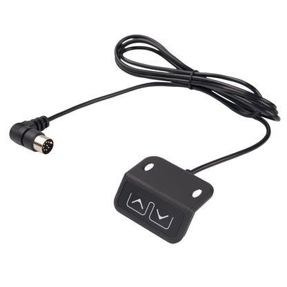 Black electronic device with cable on a white background