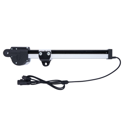 Mechanical linear actuator with power cable on a white background