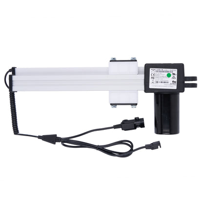 Electrical components including a white cylindrical device and a black control unit on a white background.