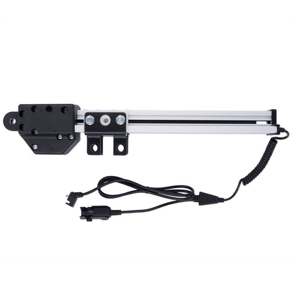 Mechanical arm with a cable and connectors on a white background