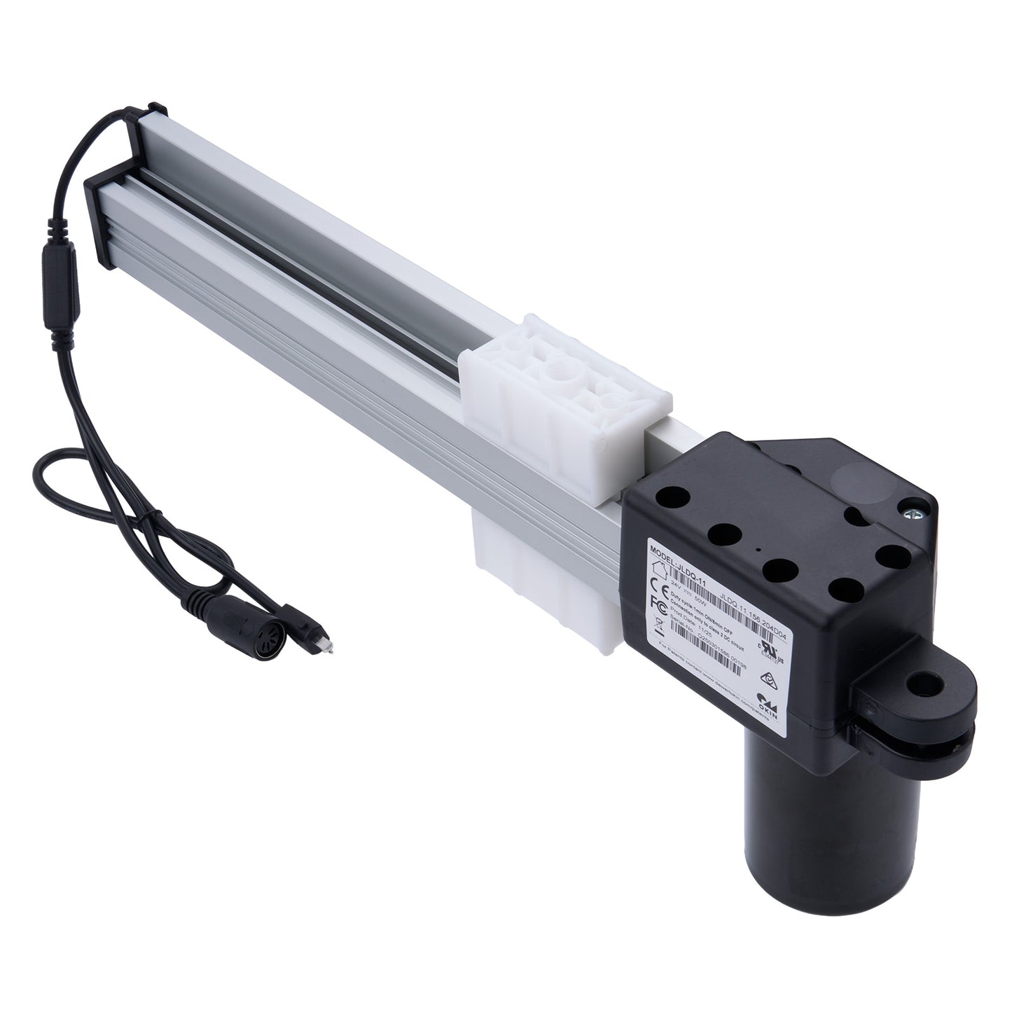 Linear actuator with cable on a white background